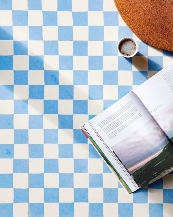 Blue Checkers Encaustic Cement Tile