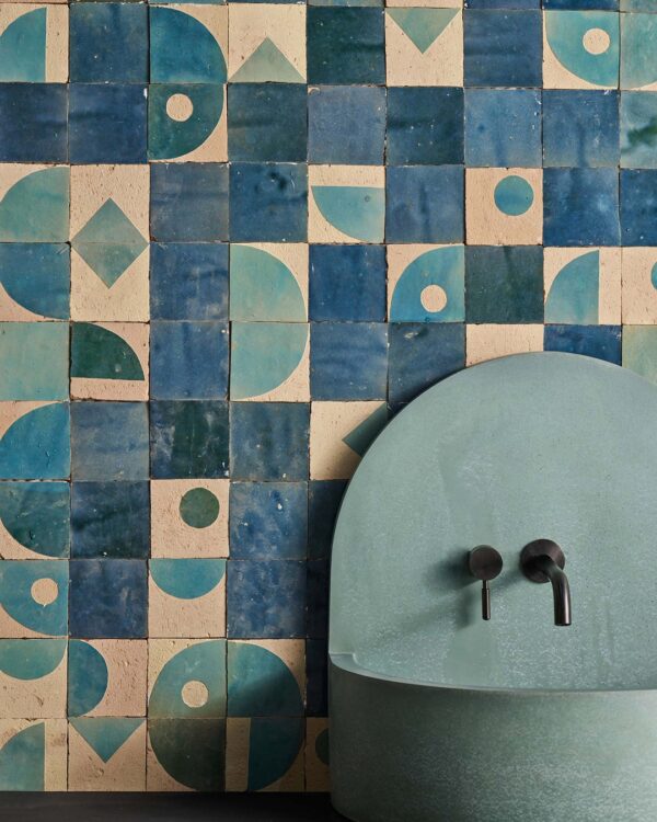 Moroccan Blue Jean Patterned Zellige Tile
