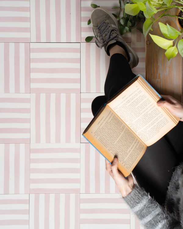 Dirty Pink Stripes Cement Tile