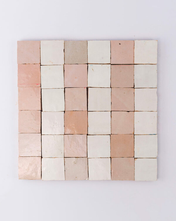 Moroccan Ecru Rose Stripes Zellige Tile