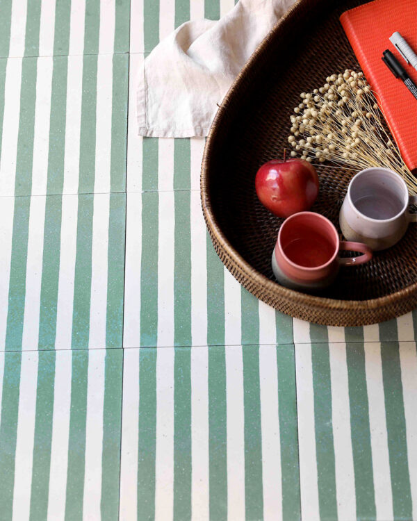 Green Stripes Encaustic Cement Tile