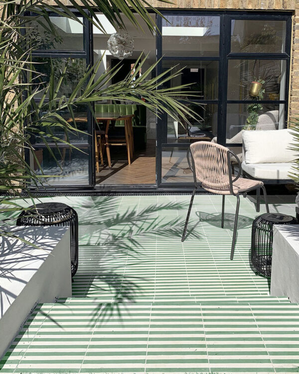 Green stripes outdoor tiles patio cement tiles
