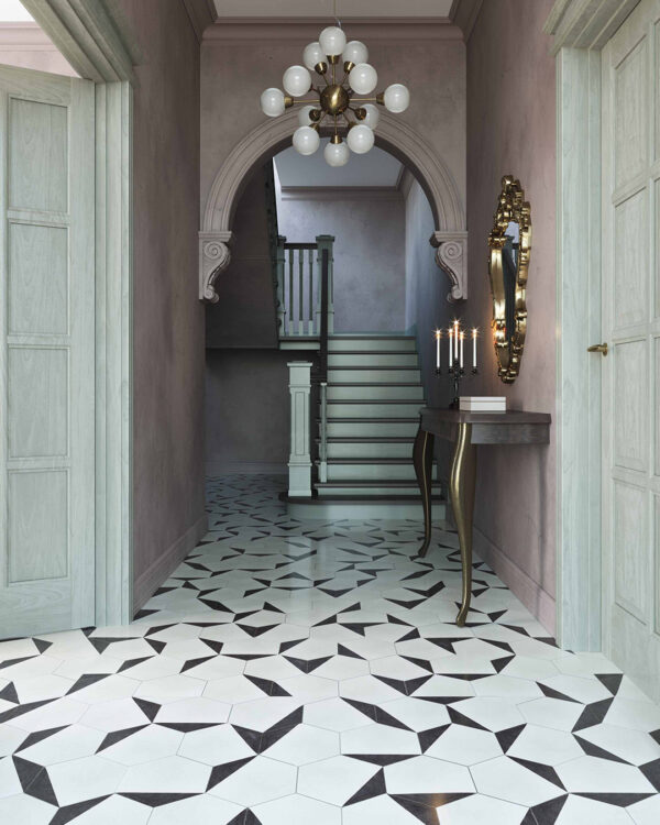 Hex Black Caret Encaustic Cement Tile