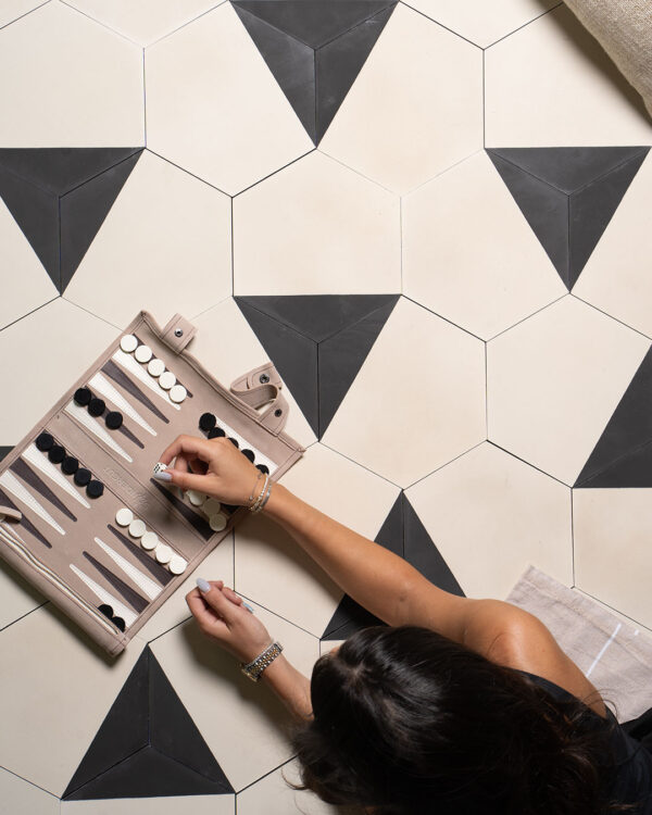 Hex Black Caret Encaustic Cement Tile