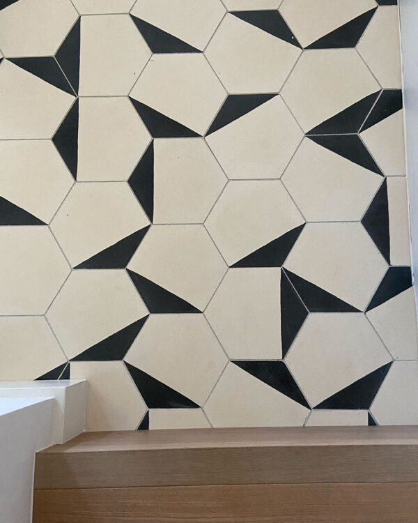 Hex Black Caret encaustic cement tiles floor