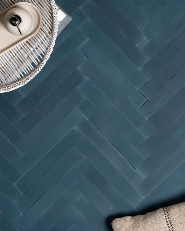 Navy Blue Herringbone Cement Tile