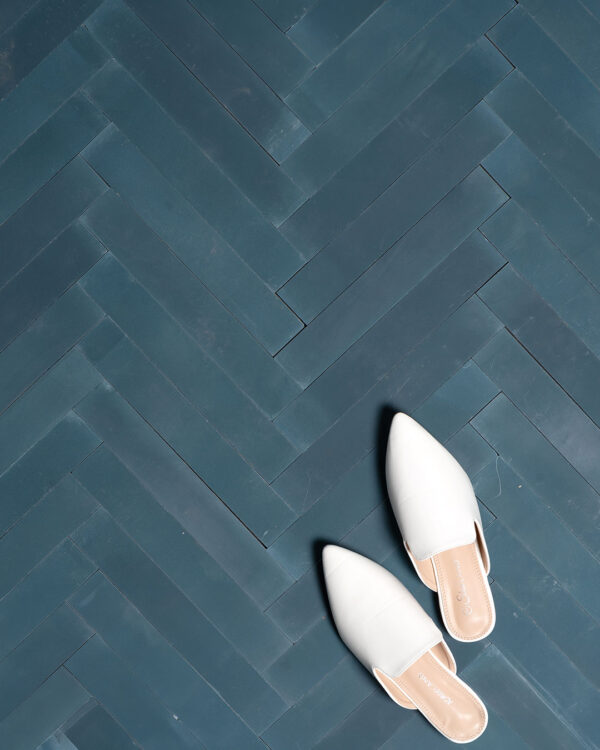 Navy Blue Herringbone Cement Tile