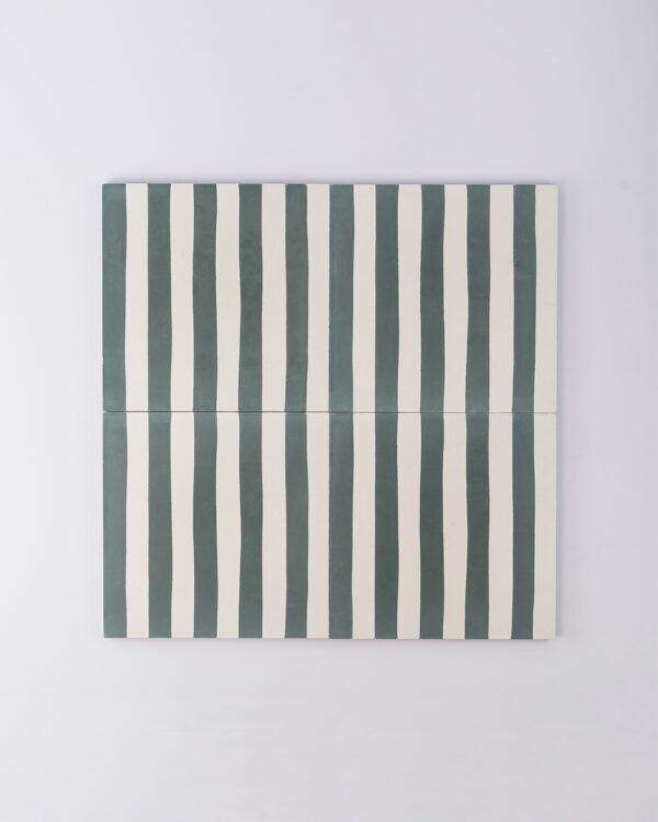 Storm Green Stripes Encaustic Cement Tile