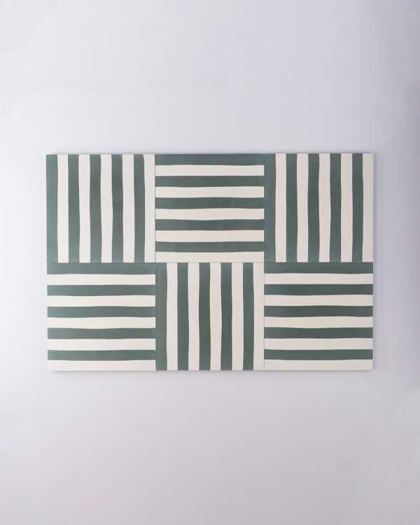 Storm Green Stripes Encaustic Cement Tile