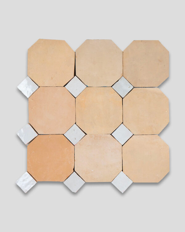 Moroccan Terracotta White Octagon Zellige Tile