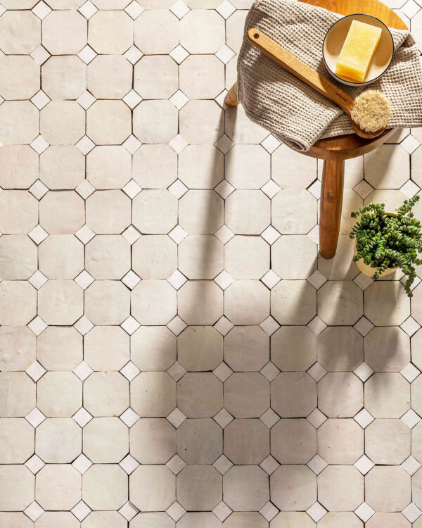 Moroccan White Octagon Zellige Tile