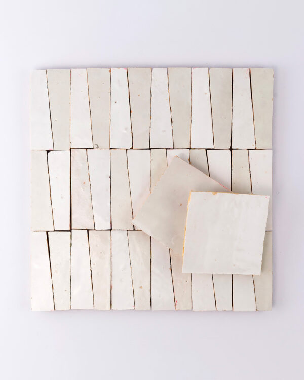 Moroccan White and Snow White Trapezoid Zellige Tile
