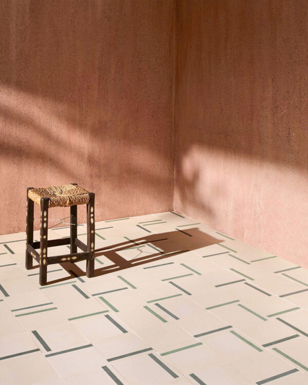 Duo Green Stripe Encaustic Cement Tile